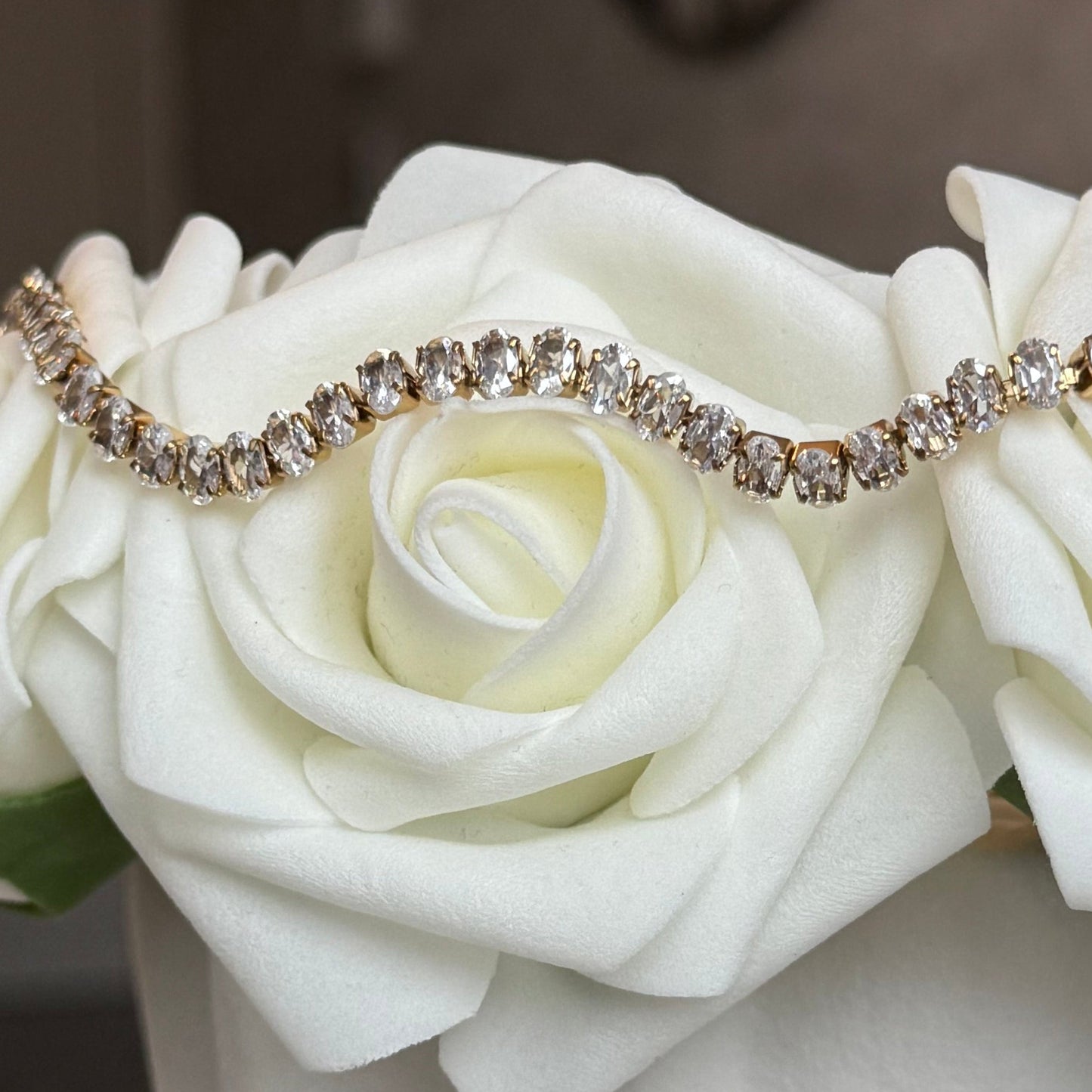 CHARLIZE - Collier ras de coup en acier Inoxydable Doré – Strass transparent