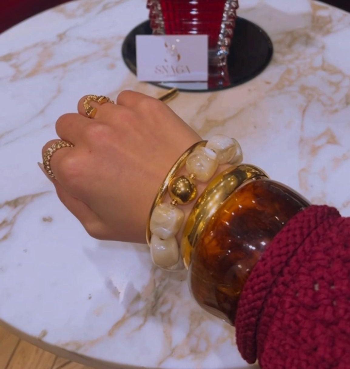 GABRIELLE - Collier jonc en acier Inoxydable Doré – effet brossé