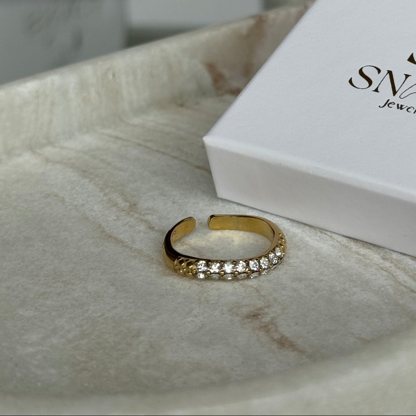 OPHELIA - Bague en acier Inoxydable doré et strass