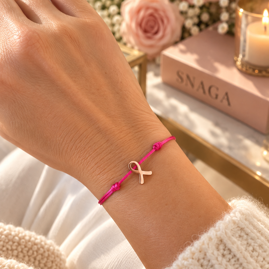 ROSE FUSHIA ROSE GOLD – Bracelet solidaire Octobre Rose en acier inoxydable rose gold