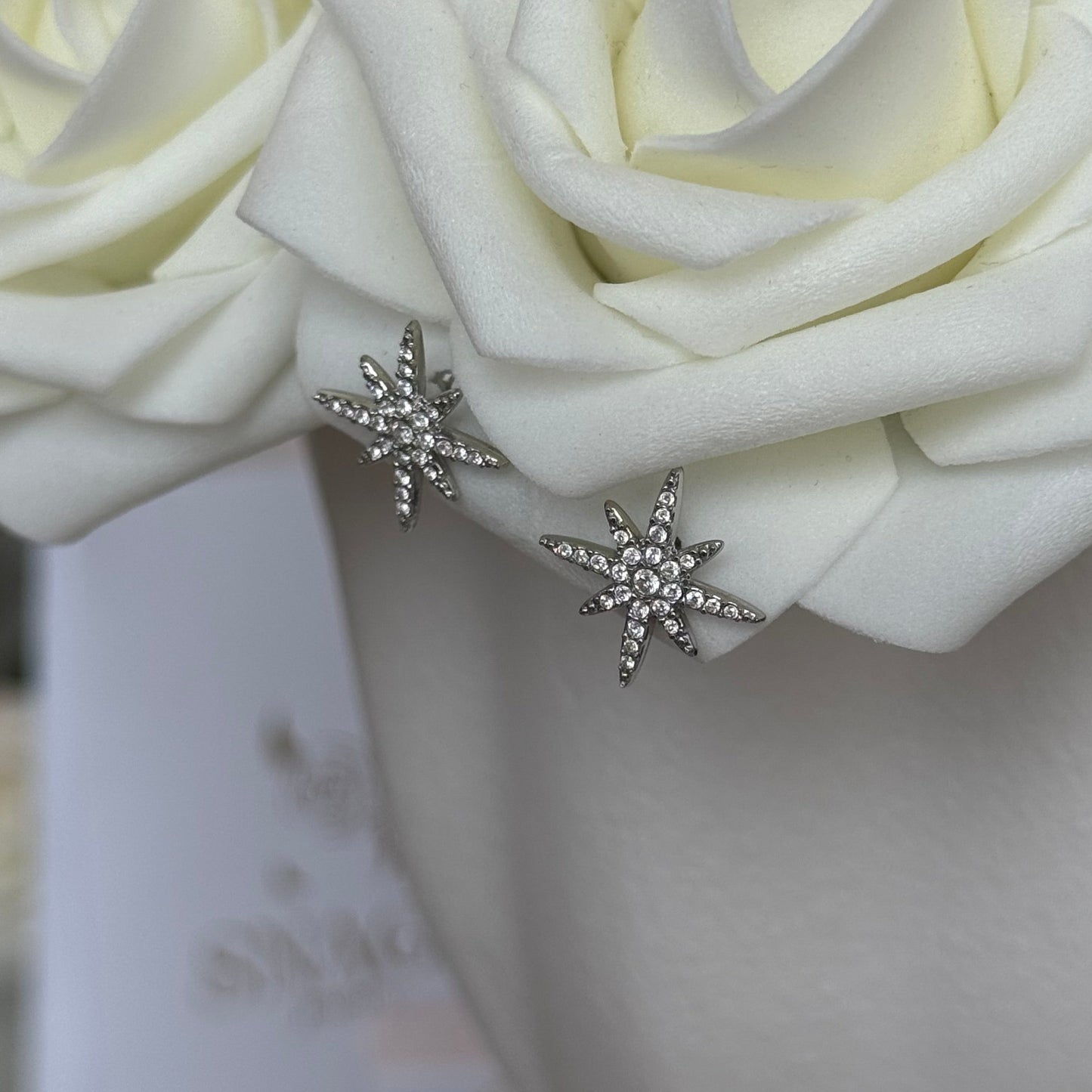 LOUISE - Boucles d'oreilles en acier Inoxydable argenté- étoile et strass