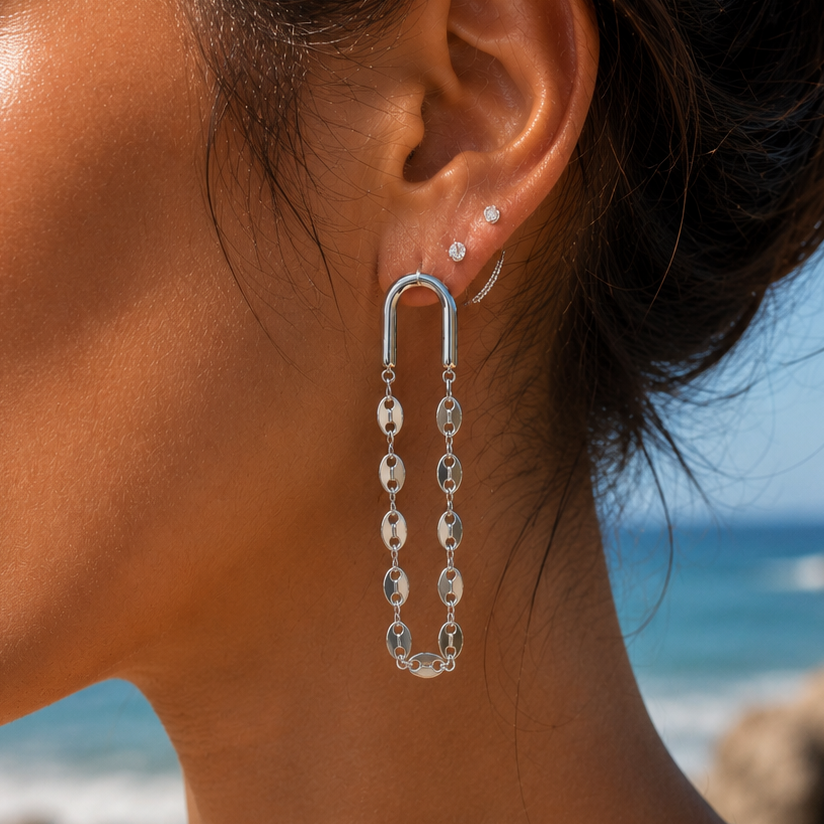GRAIN DE CAFE - Boucles d’oreilles en acier inoxydable argentées