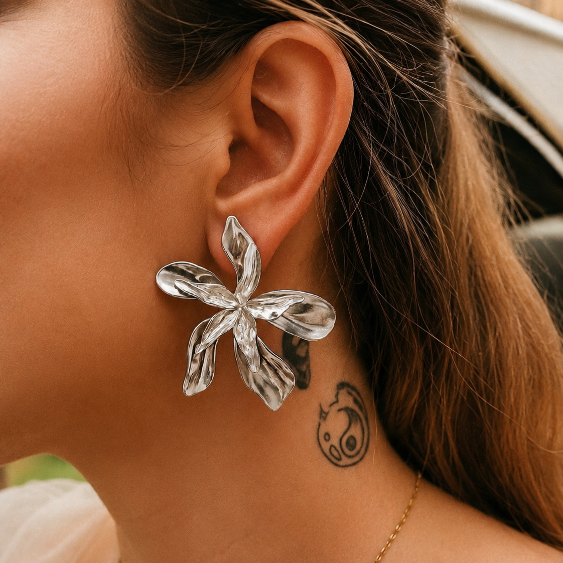 ANÉMONE ARGENTÉ│ BOUCLES D'OREILLES
