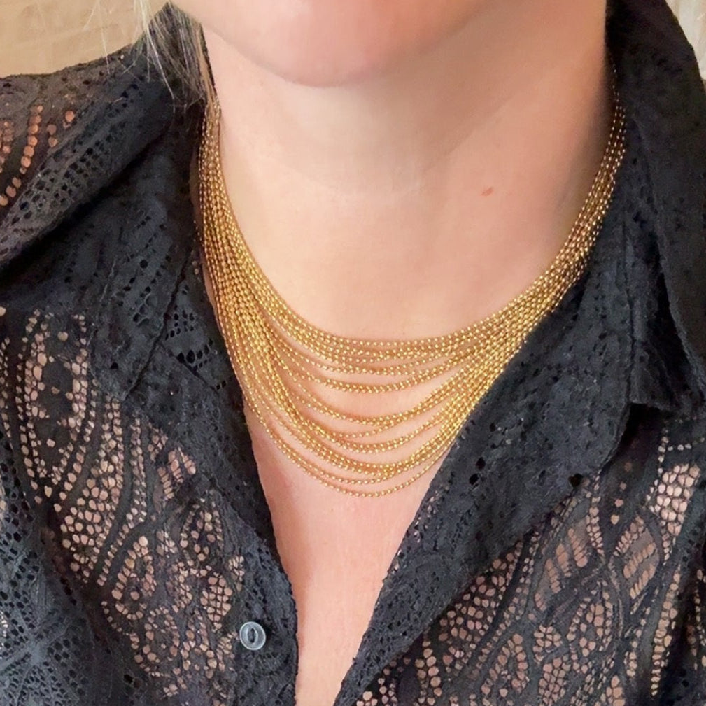 ALIX - Collier ras de coup en acier Inoxydable doré multiple