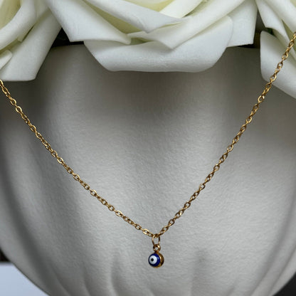 ORALYA - Collier création en acier Inoxydable doré et perle œil de protection