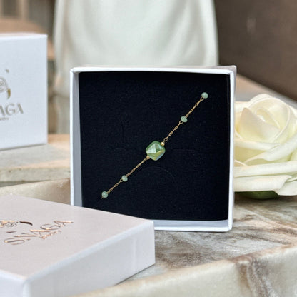 ADELE - Bracelet en acier Inoxydable doré et perles verte