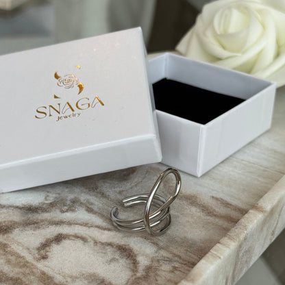 LENA - Bague design en acier Inoxydable argenté