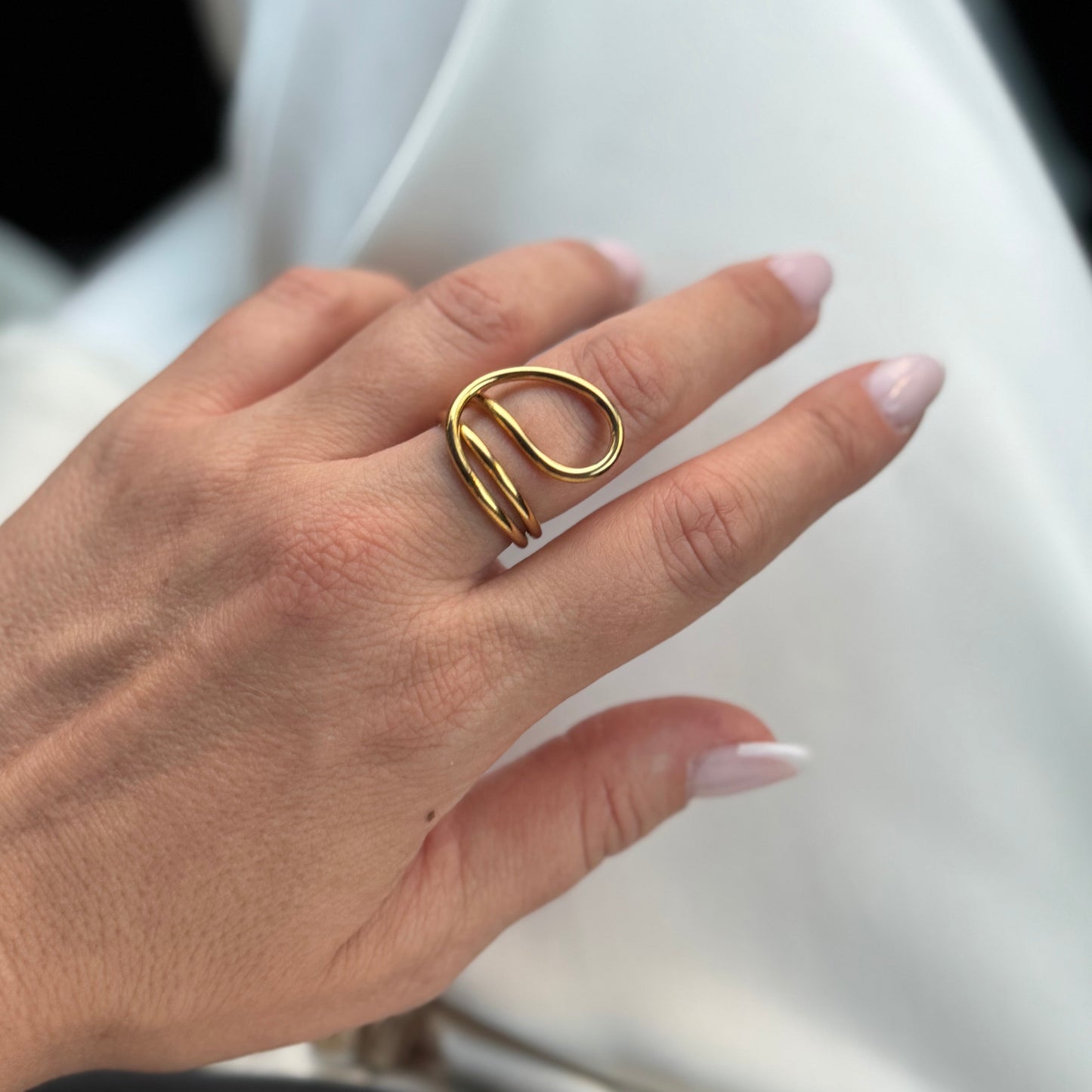 LENA - Bague design en acier Inoxydable Doré