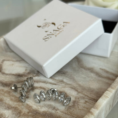 TAHRA - Boucles d'oreilles en acier Inoxydable argenté et strass