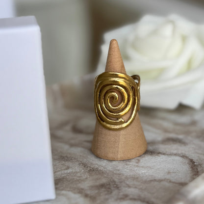 IRENE - Bague large en acier Inoxydable doré