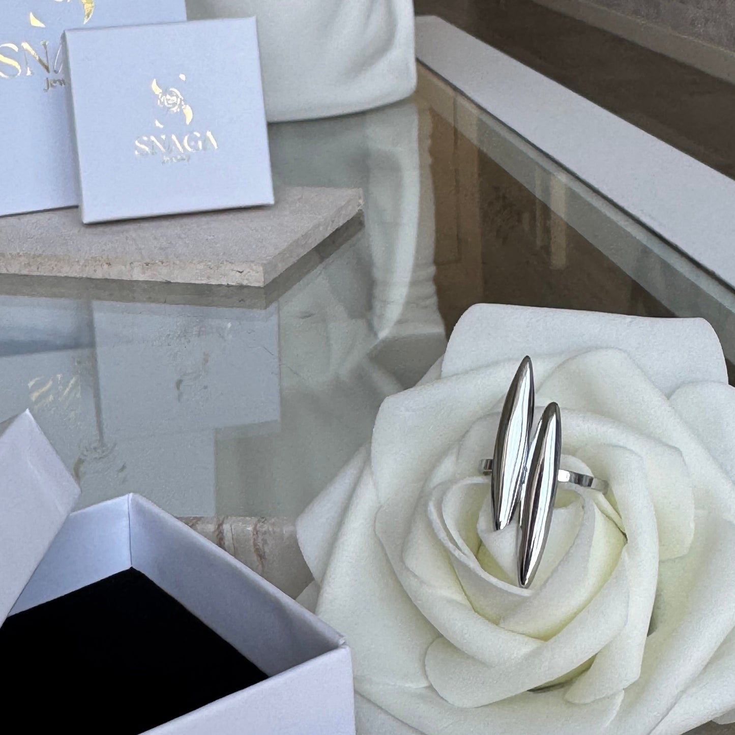 LILY - Bague en acier Inoxydable argenté