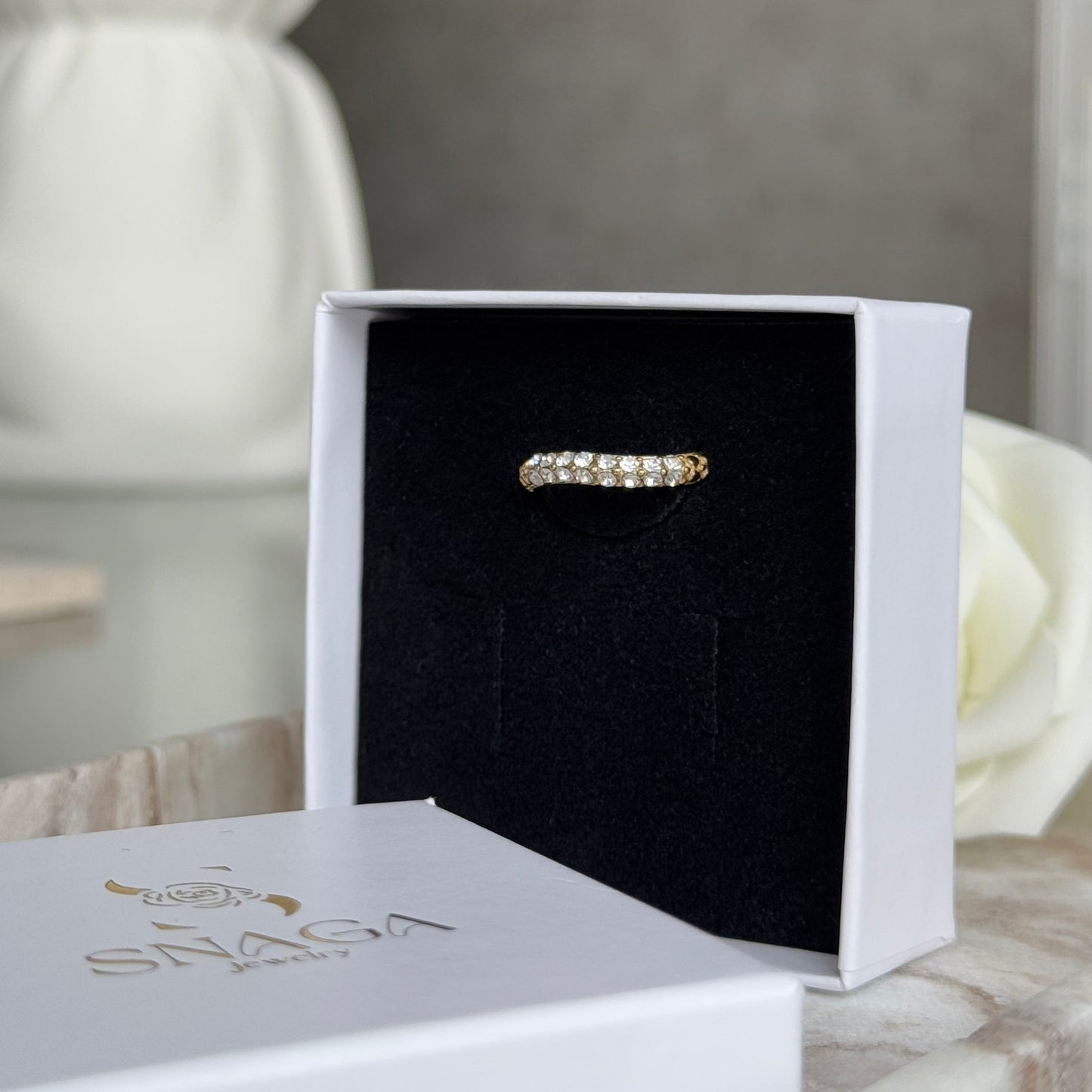 OPHELIA - Bague en acier Inoxydable doré et strass