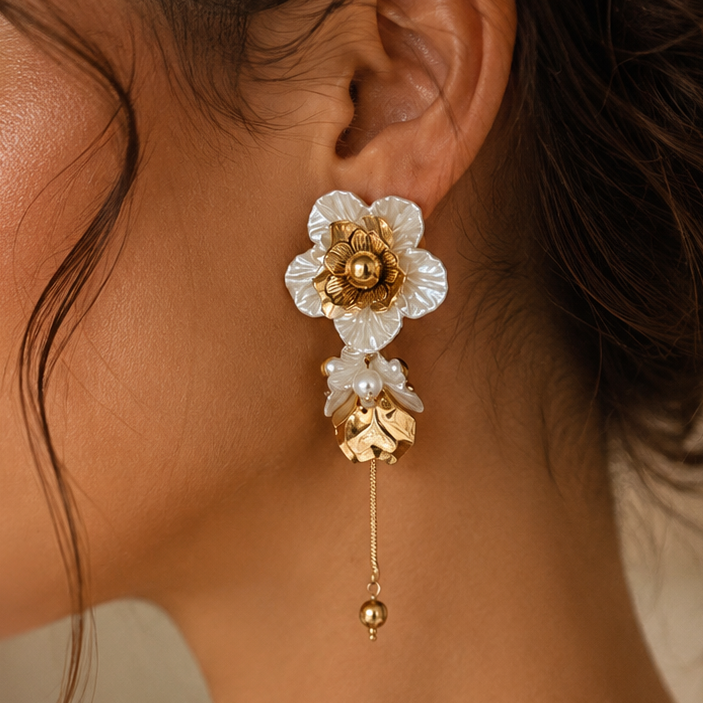 FLORA - Boucles d’oreilles en acier inoxydable et acrylique en forme de fleurs