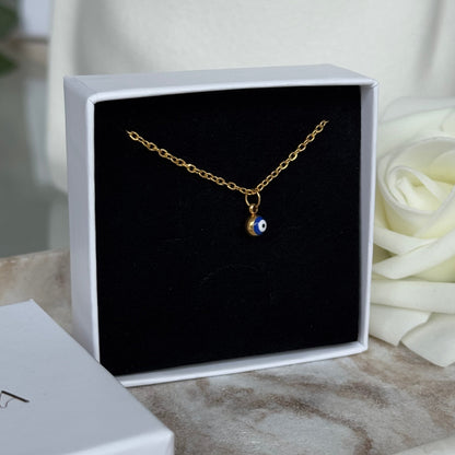 ORALYA - Collier création en acier Inoxydable doré et perle œil de protection