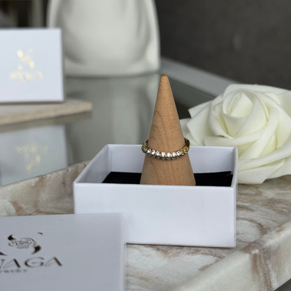 OPHELIA - Bague en acier Inoxydable doré et strass