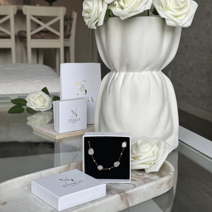 MARILOUS - Collier en acier Inoxydable doré et pierre blanche