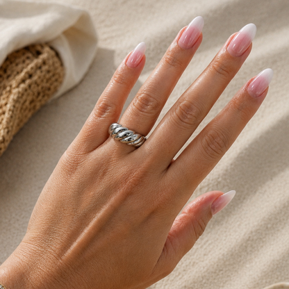 TORSADE - Bague en acier inoxydable argenté Taille 6