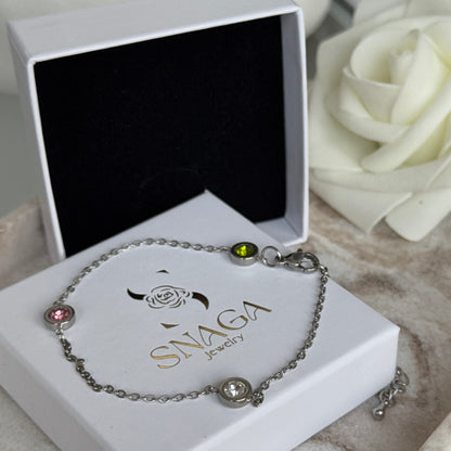 VALERIE - Bracelet création en acier Inoxydable et strass multicolore