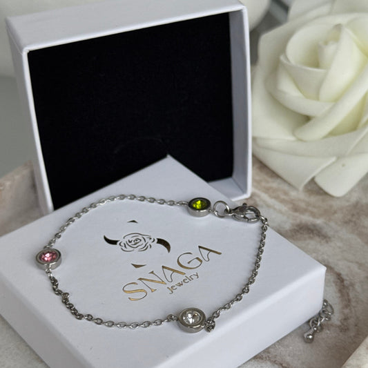 VALERIE - Bracelet création en acier Inoxydable et strass multicolore