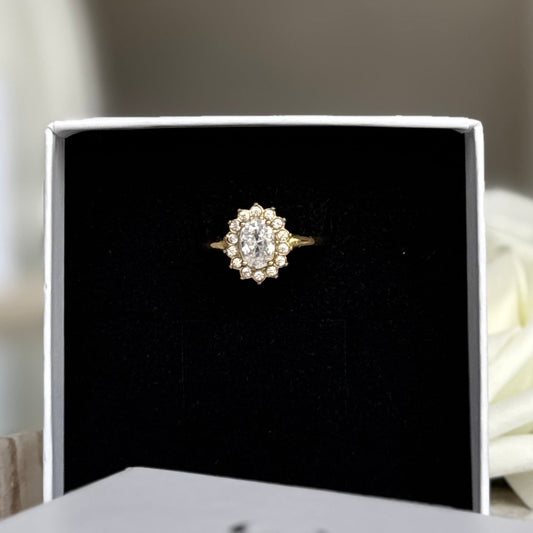 MEGANE - Bague en acier Inoxydable doré et zircon transparent