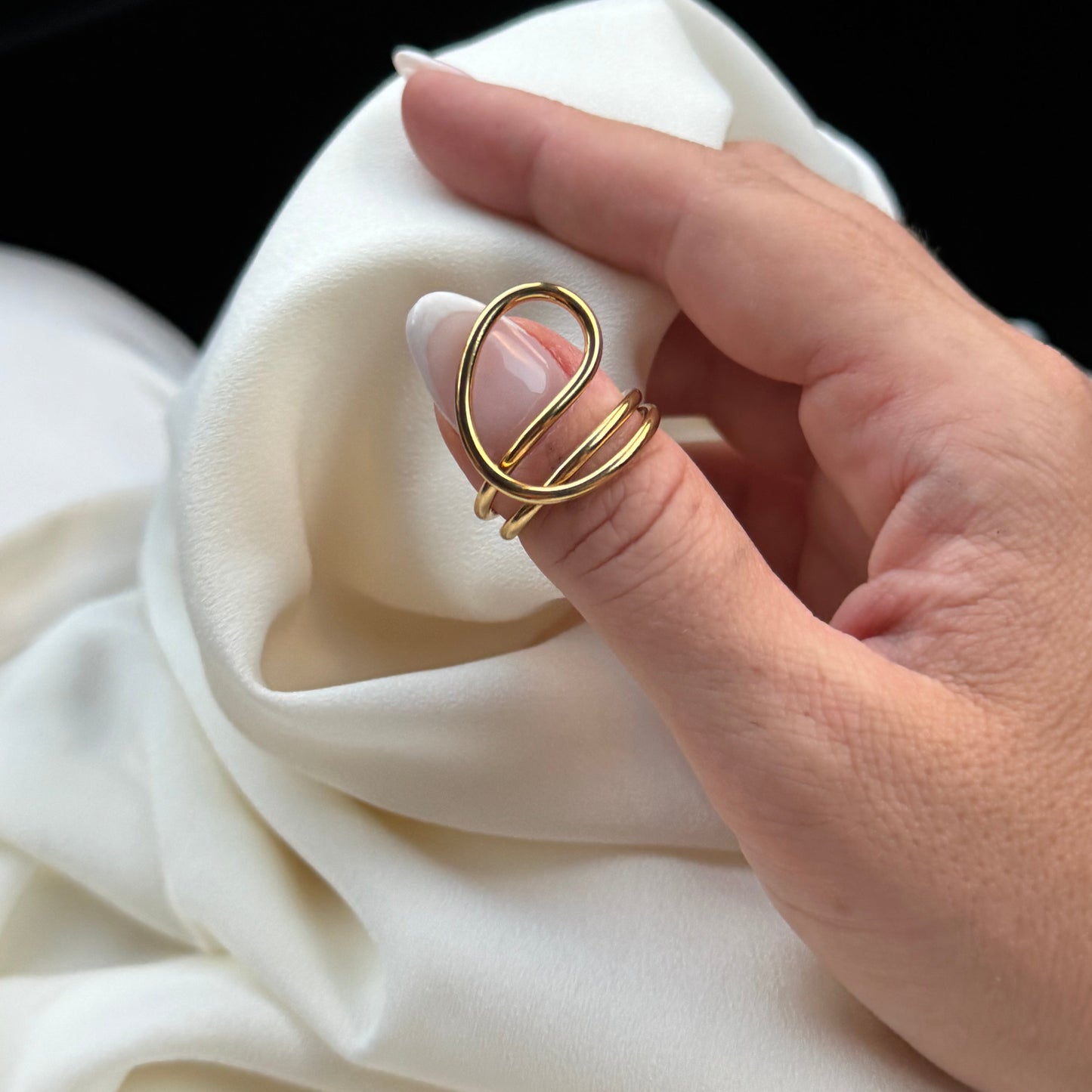 LENA - Bague design en acier Inoxydable Doré