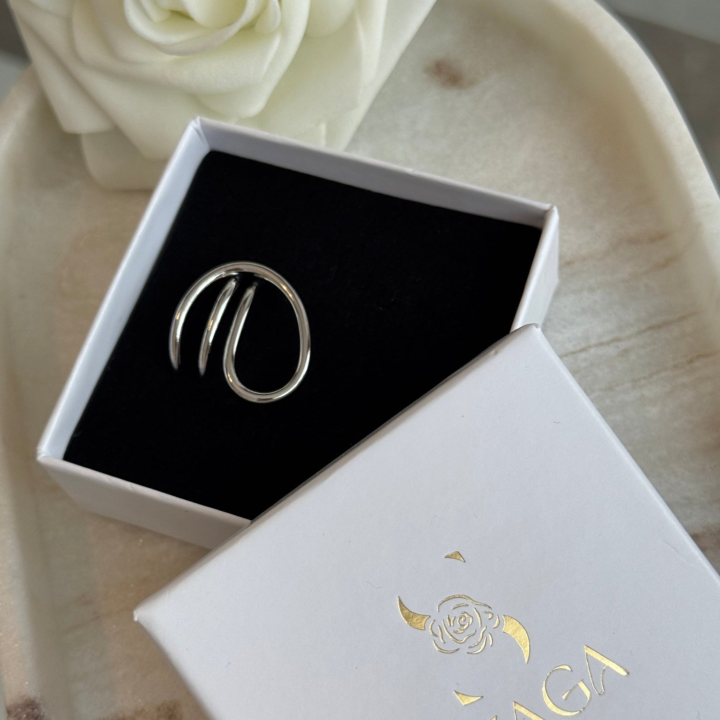 LENA - Bague design en acier Inoxydable argenté