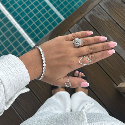 ÉLINA – Bracelet en acier inoxydable argenté et strass
