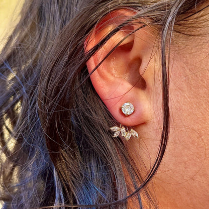 JEANNE - Boucles d'oreilles en acier Inoxydable doré et strass 2 en 1