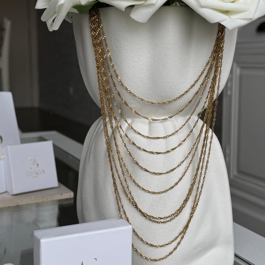 ROMIE - Collier sautoir multi chaines en acier Inoxydable doré