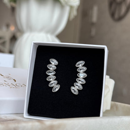 TAHRA - Boucles d'oreilles en acier Inoxydable argenté et strass