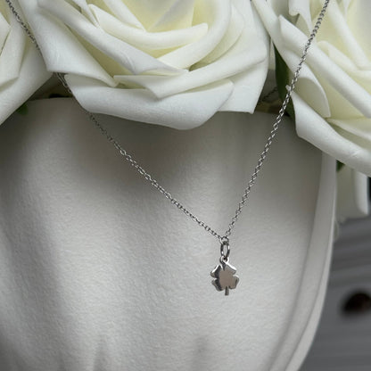 EDEN - Collier création en acier Inoxydable argenté et pendentif trèfle