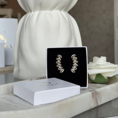 TAHRA - Boucles d'oreilles en acier Inoxydable doré et strass