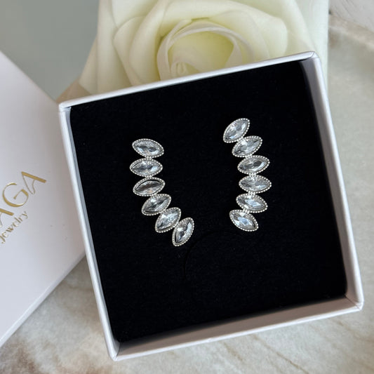 TAHRA - Boucles d'oreilles en acier Inoxydable argenté et strass