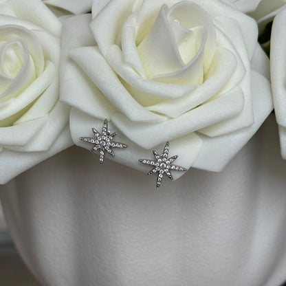 LOUISE - Boucles d'oreilles en acier Inoxydable argenté- étoile et strass
