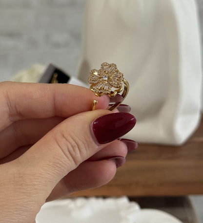 MAÏLYS - Bague anti-stress en acier Inoxydable doré - fleur tournante