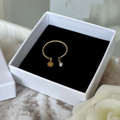 STELLA - Bague en acier Inoxydable doré et perle de culture