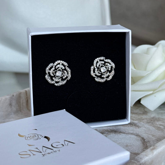 ROSE ARGENTEES │ BOUCLES D'OREILLES
