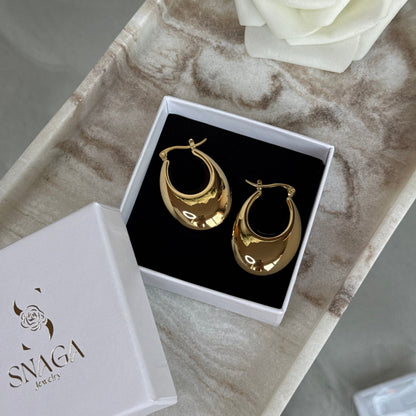 ELISA - Boucles d'oreilles créoles en acier Inoxydable doré - forme goutte