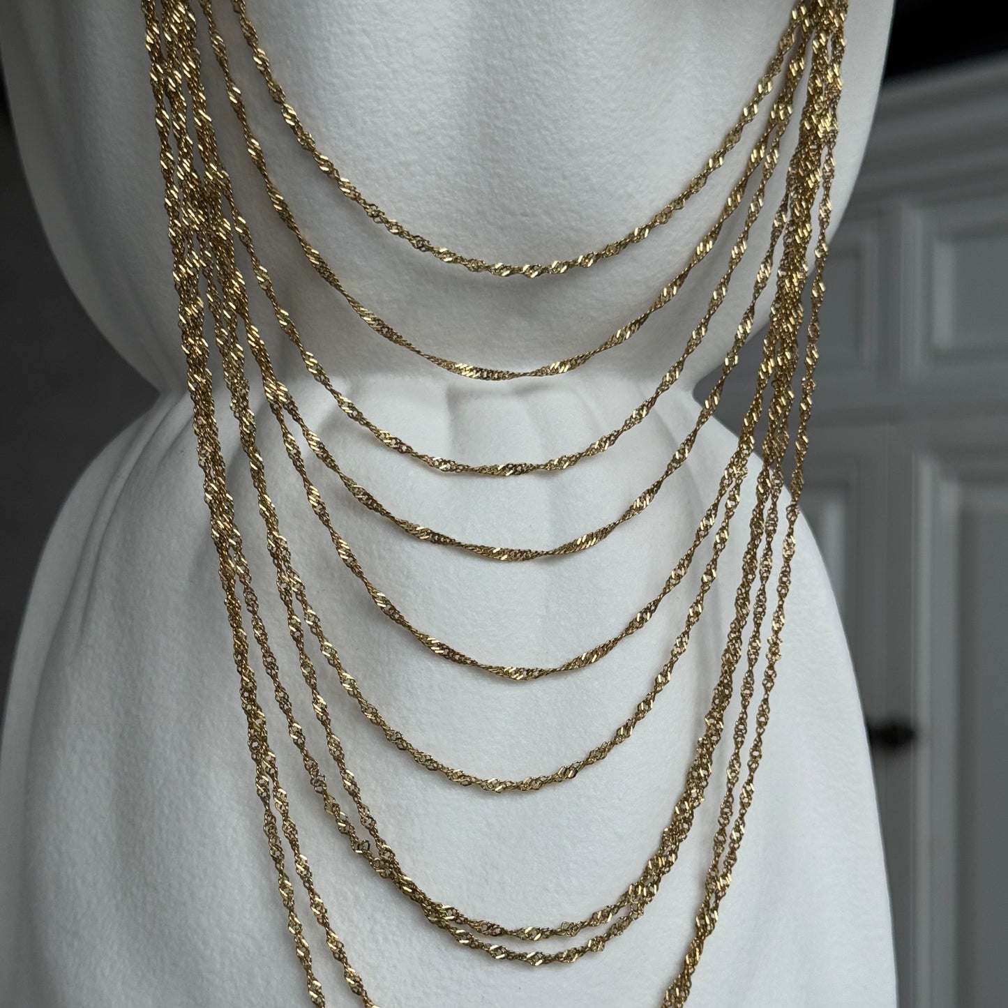 ROMIE - Collier sautoir multi chaines en acier Inoxydable doré