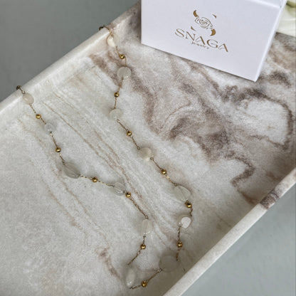 MARILOUS - Collier en acier Inoxydable doré et pierre blanche