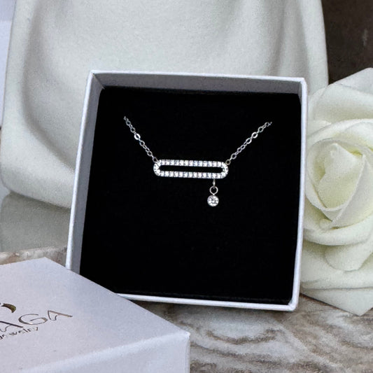 CLEMENCE - Collier en acier Inoxydable argenté et strass