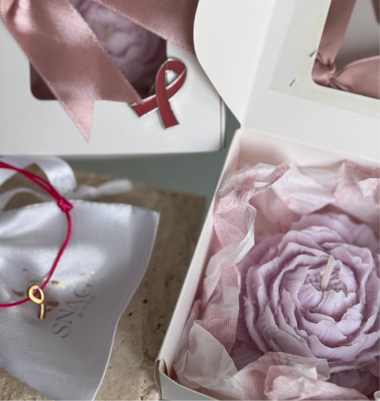 COFFRET BOUGIE OCTOBRE ROSE "LILAS" │ CRÉATION ARTISANALE SNAGA JEWELRY