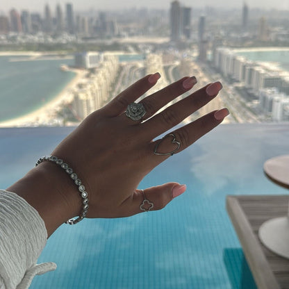 ÉLINA – Bracelet en acier inoxydable argenté et strass