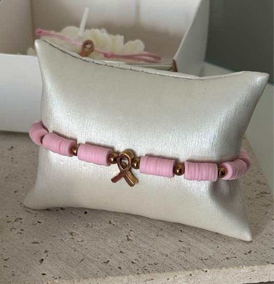 BRACELET OCTOBRE ROSE PERLES HEISHI │ CRÉATION SNAGA JEWELRY