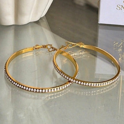 CINDY – Créoles à strass en acier inoxydable doré