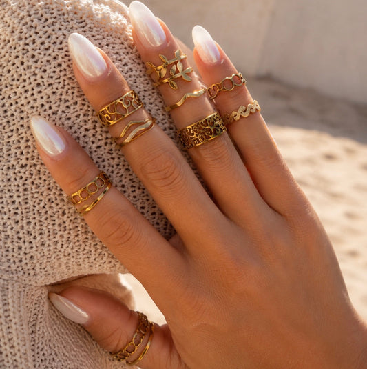 BAGUES D’ORTEILS & DE PHALANGES – Acier inoxydable doré ajustable