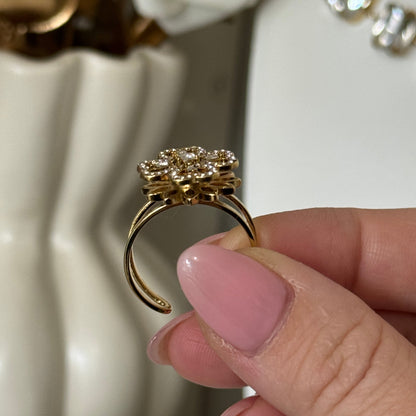 MAÏLYS - Bague anti-stress en acier Inoxydable doré - fleur tournante