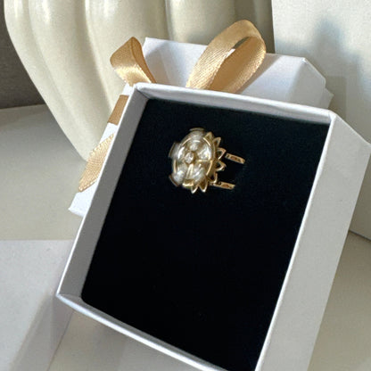 LAURA - Bague anti-stress en acier Inoxydable doré - fleur tournante