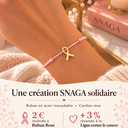 ROSE POUDRÉ DORÉ – Bracelet solidaire Octobre Rose en acier inoxydable doré