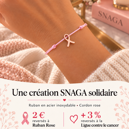 ROSE POUDRÉ ROSE GOLD – Bracelet solidaire Octobre Rose en acier inoxydable rose gold